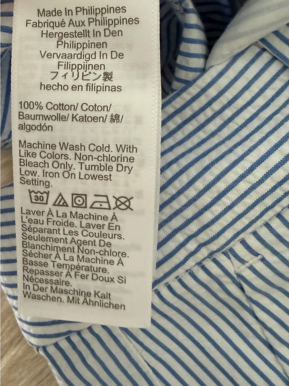J. Crew Factory Blue and White Striped Scallop-Hem Bermuda Shorts - Picture 5 of 7